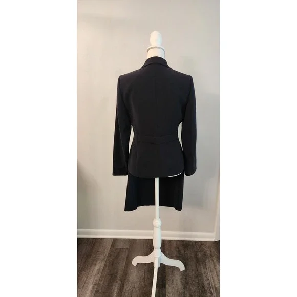 Classic Kasper Navy Skirt Suit Set | Prof 2pc Blazer & Pencil Skirt | Sz 4 - Picture 4 of 10